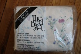 NOS Vtg 80s Stevens Tastemaker Glorious Spring Floral Full Sheet Set 50/50 USA - £27.46 GBP