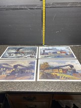Vintage Currier &amp; Ives Litho. Set Of (4)Laminated 17” X 11.6” Trains Scenes.￼ - £15.72 GBP