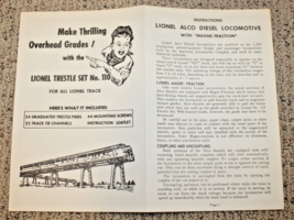 Lionel Postwar #211 Alco Instruction Sheet #211-6 4-62 Nice - $20.00