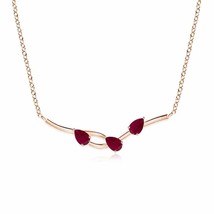ANGARA Pear-Shaped Ruby Tree Branch Pendant in 14K Solid Gold | 18&quot; Chain - £416.02 GBP