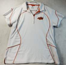 Oklahoma State Cowboys Russell Athletic Polo Shirt Basketball Womens Large White - £17.64 GBP