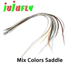 10feathers mix colors  rooster saddle hackle feather 6-9&quot;long professional fly t - £68.11 GBP