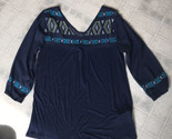 Lucky brand top womens Medium Blue Embroidered Loose Tee - $24.73