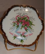 Japan Happy Anniversary Collectible Wall Plate Wedding Bells Roses - £19.23 GBP