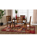 Lucy Modern Gray Fabric and Walnut Brown 5-Piece Dining Set - $10,037.04 MXN