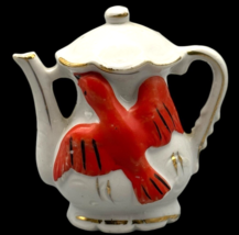 Vintage Toothpick Holder Red Cardinal Bird Teapot Japan Porcelain Pitche... - $8.60