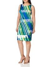 New Calvin Klein Blue Green Sheath Dress Size 12 $139 - £69.53 GBP