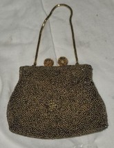 Vintage Mini Gold Beaded Clutch Purse Evening Ball Clasp Cute Dressy - £39.95 GBP