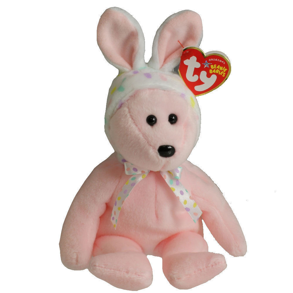 TY Beanie Baby BONNET the Bear Bunny (Internet Exclusive) 9" Pink MWMT Easter - $7.50