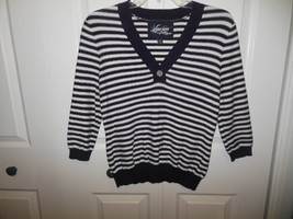 Ladies Lauren by Ralph Lauren Sweater Small Blue&amp;White Stripes - £10.35 GBP