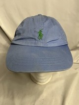 Polo Ralph Lauren Learher Adjustable Strap Polo Hat Blue Green Horse - £11.68 GBP