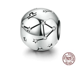 925 Sterling Silver Star Libra Sign Zodiac Beads Charms fit Bracelet Neckalce - £6.38 GBP