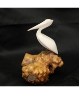 John Perry Pelican Sculpture Statue Bird On Burl Wood Nautical Decor Bea... - $1,154.66 MXN