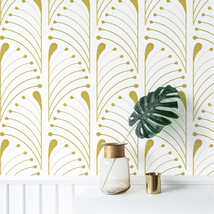 Peel and Stick Wallpaper Gold and White Wallpaper Geometric Contact Pape... - £12.07 GBP