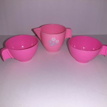 Fisher Price Fun w/Food 2 Bright Pink Tea Cup &amp; Creamer #2009 Tea Tray Set 1995 - £7.95 GBP