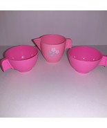 Fisher Price Fun w/Food 2 Bright Pink Tea Cup &amp; Creamer #2009 Tea Tray S... - £7.78 GBP
