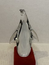 FM  Konstglas Ronneby Sweden Black &amp; White  Art Glass Penguine  Figurine Signed - £23.94 GBP