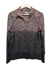Kirkland Signature 1/4 Zip Pullover Athletic Top Thumb holes Black Multi... - $22.74