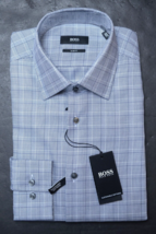 HUGO BOSS Uomo Jango Slim Fit Sostenibile Morbidezza Cotone Camicia 37 14.5 - £49.38 GBP