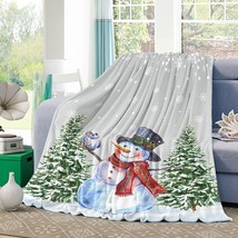 Throw Blankets, 50&quot; X 80&quot;, Watercolor Snowman With Topper Birds Luxury Ultra - £50.20 GBP