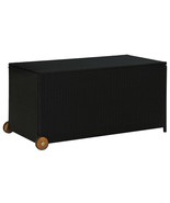 Storage Box Black Poly Rattan, Solid Acacia Wood, Powder-Coated Steel - $2,644.51 MXN