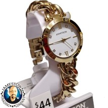 NEW Armitron Women&#39;s Gold-Tone Cuban Link Crystal Accented Bracelet Watch - $38.99