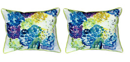Pair of Betsy Drake Betsy’s Hydrangea Large Indoor Outdoor Pillows 16x20 - £70.46 GBP