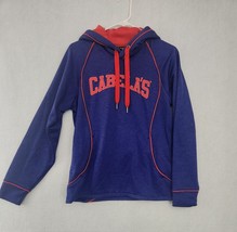 Cabelas Womens Hooded Sweatshirt Hoodie M Blue Red Polyester Blend Pullo... - $19.68