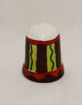 Vintage Striped Thimble 1&quot; Bella Casa  Ceramic Brown Green  - $19.99