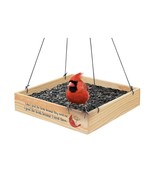 Cardinal Tray Bird Feeder with Sentiment Hanging Wooden 9.8&quot; Square Mesh... - £27.60 GBP