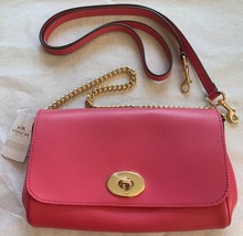 COACH Crossgrain Mini Ruby Crossbody Shoulder Handbag in Dahlia Pink F 34604 NEW - £79.62 GBP