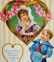 Valentine Postcard Sailor Boy Striped Background Series 31 Nash Vintage Original - £17.08 GBP