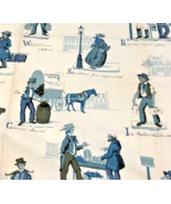 Schumacher Fabric 1.5 Yards White Blue Street Vendors 1840 English Colon... - $68.98 CAD