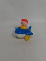 Vintage 1980&#39;s Fisher Price Little Riders BLUE AIRPLANE Toy  &amp; Person - £5.23 GBP