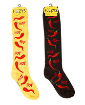 Hot Peppers Socks Knee High Novelty Dress Casual SOX  Foozys 2 Pair 9-11 Chili - £10.17 GBP