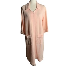 Go Softly Full Zip Robe House Coat S Pink Textured Pockets Three Quarter Sleeves - £14.73 GBP