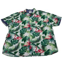 Ricky Singh Shirt Mens 4XL Green Flamingos Palm Leaves Ditch Plains Hawaiian - $18.69