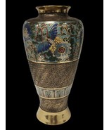 RARE Japanese  Champlevé /Cloisonné Vase Bronze &amp; Enamel  - €210,63 EUR