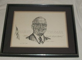1980 Delbart Jackson Harry S. Truman Buck Stops Here K Bar J S/N Litho Print Art - £195.80 GBP