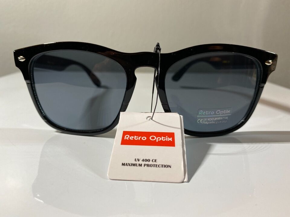 Classic 60&#39;s style unisex sunglasses with black frame and black tinted l... - $9.50