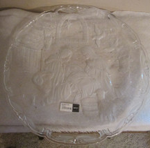 Mikasa Christmas Nativity Scene 16” Round Plate Dish Clear Frosted Etche... - £28.76 GBP