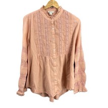 Sundance Pink Long Sleeves Button Up Ruffled Collar Blouse Womens Medium - £23.79 GBP