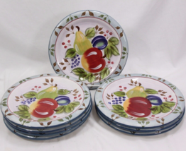 Heritage Mint Black Forest Fruits Dinner Plates 10.5&quot; Set of 8 Peach Plum Pear - $30.37