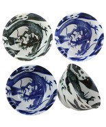 Blue And Black Oriental Dragons Ceramic Bowls Pack Of 4 Soup Bowl Made I... - £27.88 GBP