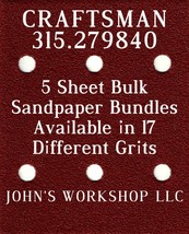 CRAFTSMAN 315279840 - 1/4 Sheet - 17 Grits - No-Slip - 5 Sandpaper Bulk Bundles - $4.99