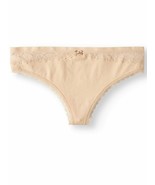 Two (2) Pair No Boundaries Women&#39;s Cotton Lace Thongs Lt Cappuccino SIZE... - £11.23 GBP