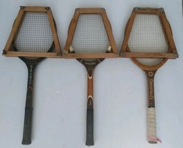 Lot of 3 Vintage Racquets with Wooden Press Holders - 2 Spalding and 1 R... - £63.51 GBP