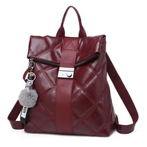 New Fashion Retro Multifunction Backpack Women Plaid Leather Backpack Small Trav - $39.65