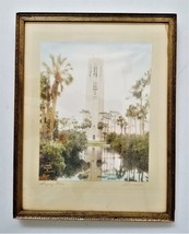 1920s Antique Lamoreux Artist Signed Singing Tower Fl Tinted Photo W Frame - £39.52 GBP