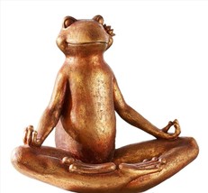 Yoga Frog Bird Feeder Large 14&quot; High Lotus Position Poly Stone Antique B... - £93.47 GBP